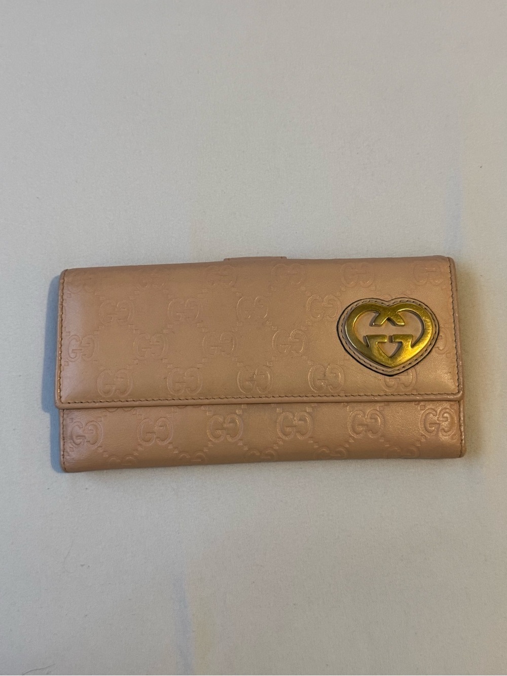 VINTAGE AUTHENTIC Y2K Gucci Heart Continental Calfskin Leather Wallet - Picture 1 of 5